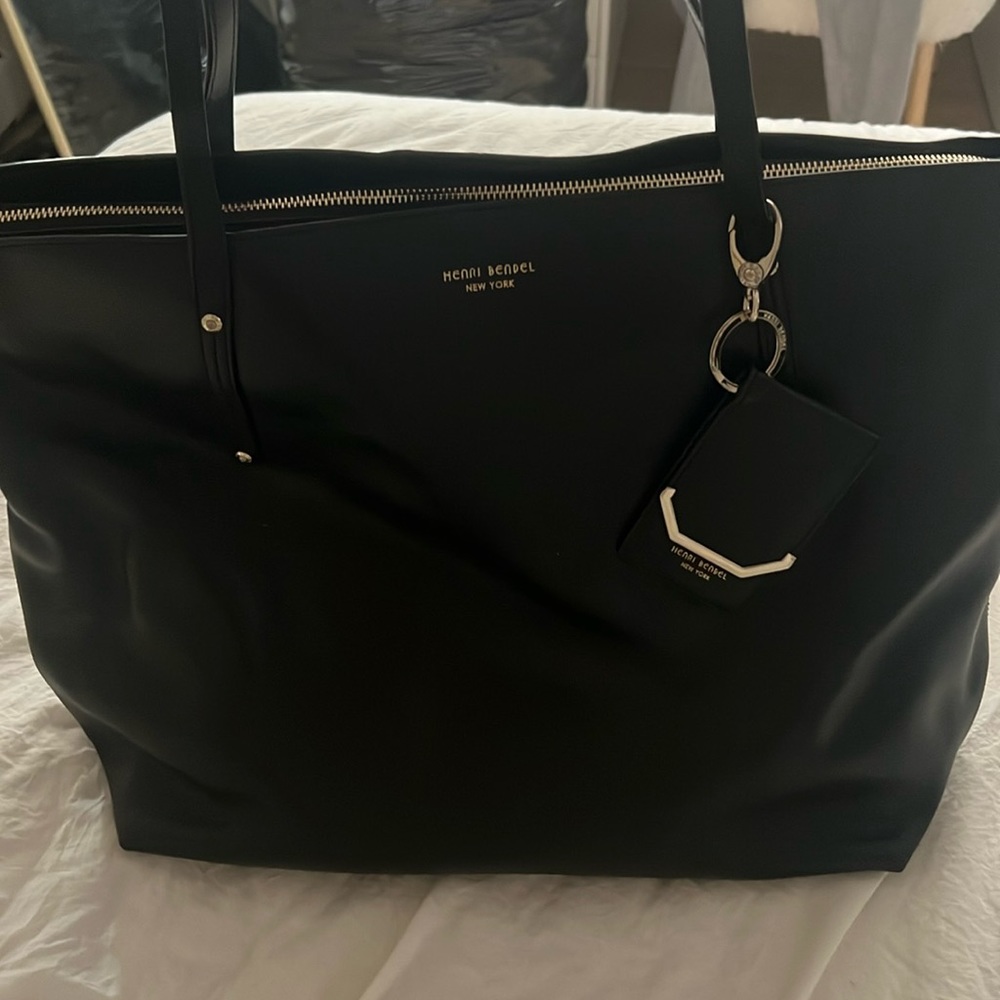 Henry Bendel Large Black Leather Tote Bag - Picture 1 of 5